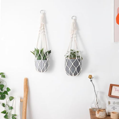 Artilady Plant Hanger Macrame, Hanging Planter for Indoor Plants Holder - color: White a