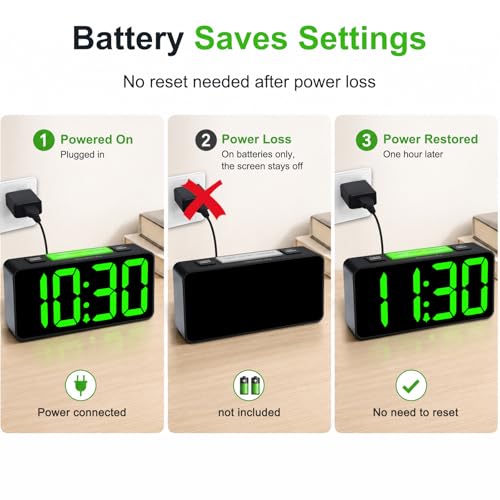 DreamSky Small Digital Alarm Clock with Night Light for Kids Bedroom - color: Dark Black Case Rgb Digits