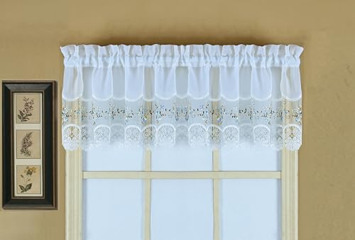 Today's Curtain, Vintage Macramé Organza Valance 14", White/Blue, 58" W x 14" L - color: White/Blue, size: 58"W x 14"L (Pack of 1)