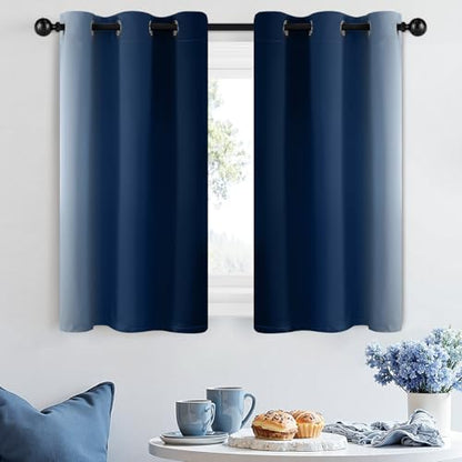 SimpleHome Ombre Blue to Grey White Curtains for Living Room 42Wx36L - color: Blue, size: 42"W x 36"L (Pack of 2)