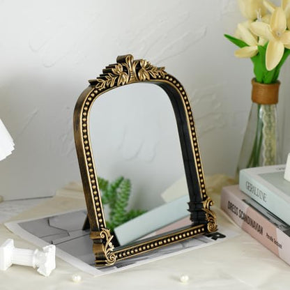 Gold Plastic Arched Makeup Mirror (Bronze-2PACK, 10.6" L x 8.3" W) - color: Bronze-2pack