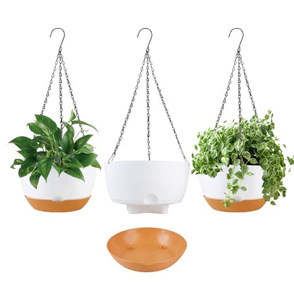 KPUVX 10 inch Hanging Planters Self Watering Pots, 3 Pack, White - color: White, size: 10 inch