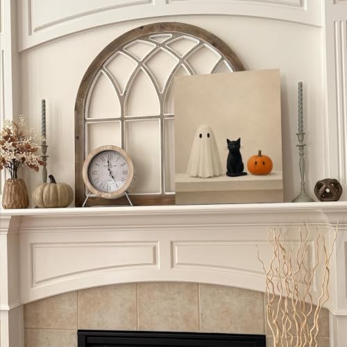 Halloween Wall Art Decor, Ghost Cat Pumpkin Canvas Print Framed - color: E