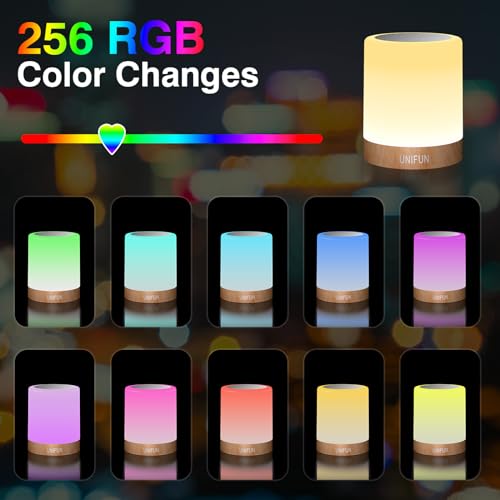 UNIFUN Bedside Touch Lamp Rechargeable Dimmable RGB LED Table Night Light (Pack of 2) - size: Regular Szie (Pack of 2)