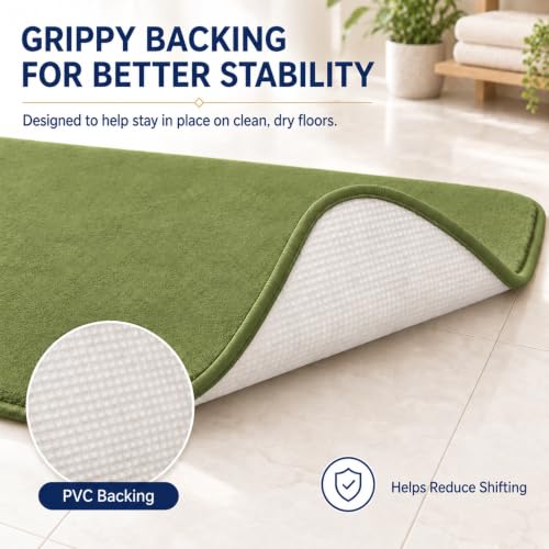 Green Bathroom Set Extra Soft Memory Foam Bath Mat Sets 3 Piece Non Slip Absorbent & Dry Living Mat Sets Washable Bath Carpets with Toilet Rug,Bath Rugs for Bathroom,Tub,Shower,Kitchen,Bedroom - color: Lime Green