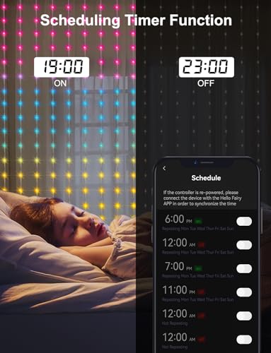 LumBelle 6.6 x 6.6Ft 400 LED Smart Curtain Lights with APP Remote Control - size: 6.6Ft x 6.6Ft