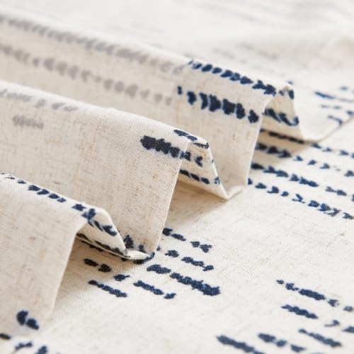 jinchan Linen Striped Tier Curtains for Kitchen Windows Boho - color: Boho Blue | on Beige, size: 26"W x 20"L (Pack of 2)