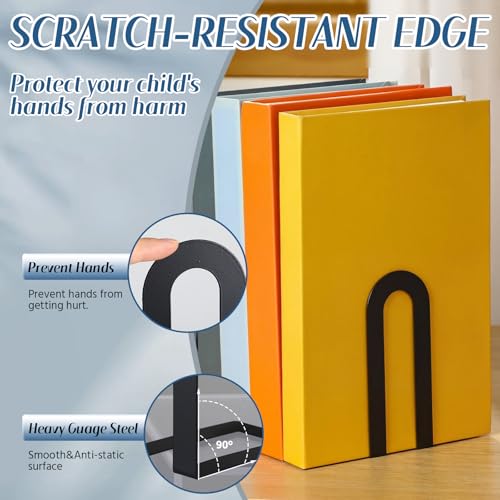 Chunful 12 Pcs Black Metal BookEnds Shelves, 5.5 x 3.75 x 2.25 in - color: Black, size: 5.5*3.75*2.25inch