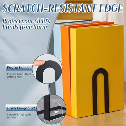 Chunful 12 Pcs Black Metal BookEnds Shelves, 5.5 x 3.75 x 2.25 in - color: Black, size: 5.5*3.75*2.25inch