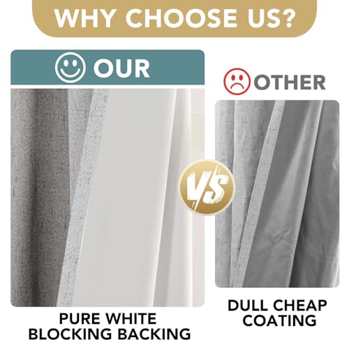 H.VERSAILTEX 100% Blackout Linen Curtains 72" L 2 Panels Glacier Gray - color: Glacier Gray, size: 52"W x 72"L (Pack of 2)
