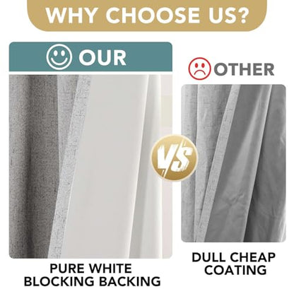 H.VERSAILTEX 100% Blackout Linen Curtains 72" L 2 Panels Glacier Gray - color: Glacier Gray, size: 52"W x 72"L (Pack of 2)