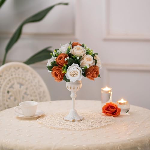 BLOSMON Flower Balls Wedding Centerpieces: 10 Pcs, Terracotta, Fake Rose - color: Terracotta - 3 Colors