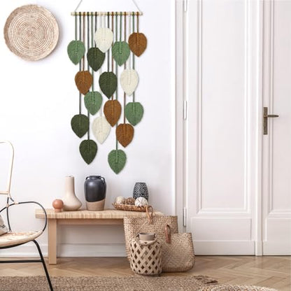Vertical Macrame Wall Hanging Boho Home Decor Long Narrow Chic Wall Art - color: 16.5"W x 37.5"L