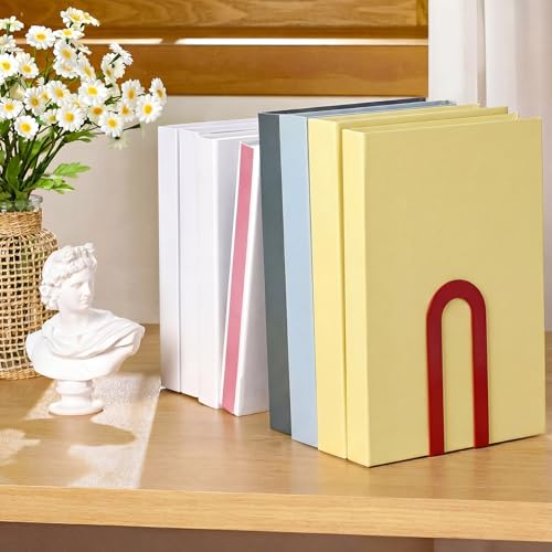 Chunful 6 Pcs Red Metal BookEnds Shelves, 5.5 x 3.75 x 2.25 in - color: Red, size: 5.5*3.75*2.25inch