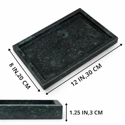 Natural Green Marble Tray, 12" x 8", Rectangular - color: Green, size: 8" x 12" x 1.5"