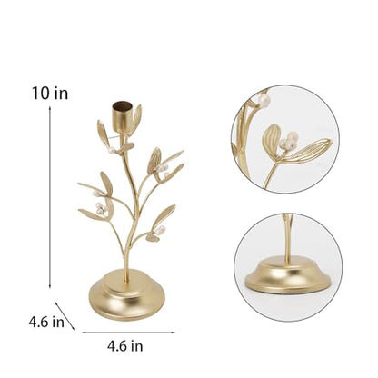 Guichifun Golden Metal Mistletoe Flower Candle Stick Holder - color: Gold-flower