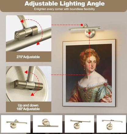 Tassuowell Antique Bronze Picture Light for Wall,Dimmable Painting Light,16 Inch Hardwired Picture Frame Lights,9W 3000K Warm White,Art Lighting Display Lamps,Rotatable Full Metal Gallery Light - color: Antique Bronze(Hardwired), size: 15.75 inch Dimmable