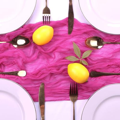 6 Pack Hot Pink Cheesecloth Table Runner 35 x 120 Inch - color: Hot Pink, size: 6 Pcs - 10 Ft