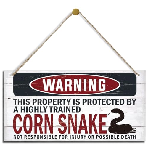Warning Sign, Corn Snake Warning Wood Plaque Sign, Funny Door Signs, Decorative Wood Hanging Suspension Plaque, Farmhouse Wooden Wall Decor, Outdoor Hanging Wooden Signs - color: CORN SNAKE