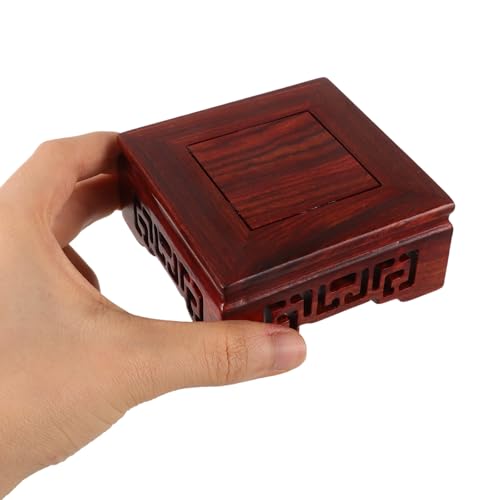 Wooden Vase Display Stand Solid Redwood Square Base Handicraft Wood Riser for Flower Pots and Buddha Statues Desktop Home Décor Pedestal