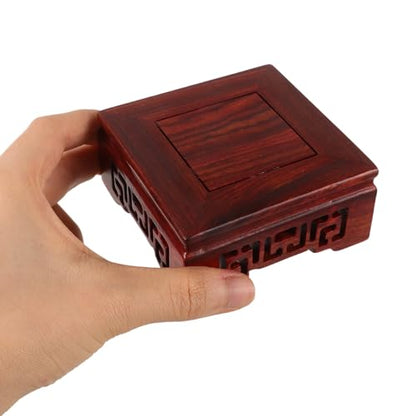 Wooden Vase Display Stand Solid Redwood Square Base Handicraft Wood Riser for Flower Pots and Buddha Statues Desktop Home Décor Pedestal