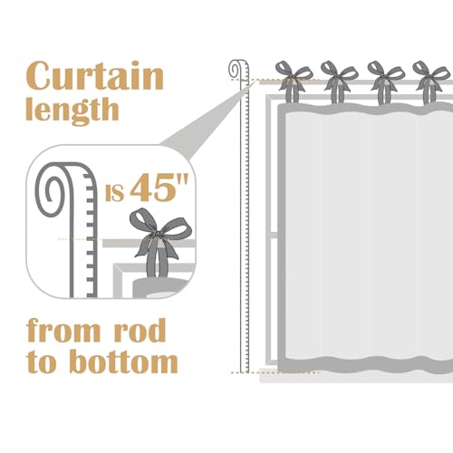 jinchan Solid Linen Kitchen Tier Curtains 45 Inches Tie Top 2 Panles Crude - color: Verona Curde, size: 26"W x 45"L (Pack of 2)