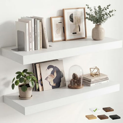 Venusmiles 12 inch Deep Floating Shelves for Wall, 36" Wide, White, 2-Pack - color: White Finish, size: 36"w x 12"d, 2p