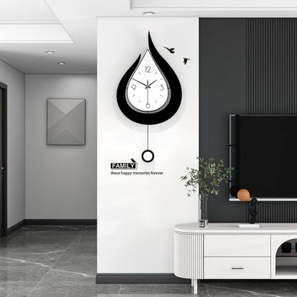 Decorative Modern Silent Pendulum Wall Clock for Living Room Decor - size: 12*24INCH