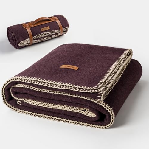 Molithe 100% Wool Blanket, 62" x 48", Warm, Thick, Military, Camping Gear - color: Plum, size: Medium