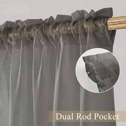 PONY DANCE 4 Panels Sheer Curtains 90 Inches Long, Beige, W 42" x L 90" - color: Grey, size: 42"W x 90"L (Pack of 4)