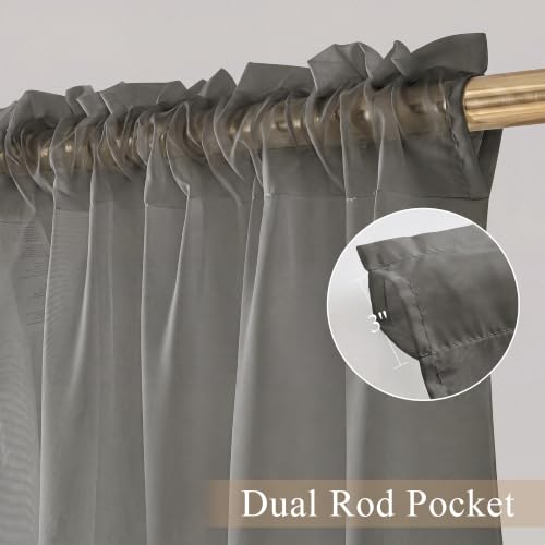 PONY DANCE 4 Panels Sheer Curtains 96 Inches Long, Beige, W 42" x L 96" - color: Grey, size: 42"W x 96"L (Pack of 4)