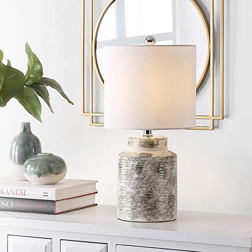 SAFAVIEH Lighting Collection Branko Modern Contemporary Grey Ceramic 19-inch Bedroom Living Room Home Office Desk Nightstand Table Lamp (LED Bulb Included)
