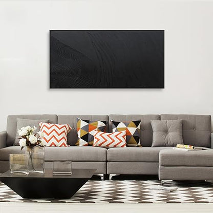 Framed Hand drawn Black Abstract Canvas Wall Art For Living Room 20X40 - color: Black, size: 40"L x 20"W