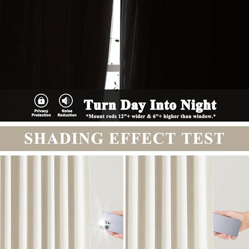 Vision Home Natural Full Blackout Curtains Linen Blended Darkening Window Curtains 84 inch for Living Room Bedroom Thermal Insulated Pinch Pleat Drapes with Hooks 2 Panel 40"Wx84"L - color: Natural, size: 40"W x 84"L (Pack of 2)