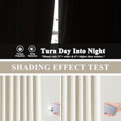 Vision Home Natural Full Blackout Curtains Linen Blended Darkening Window Curtains 84 inch for Living Room Bedroom Thermal Insulated Pinch Pleat Drapes with Hooks 2 Panel 40"Wx84"L - color: Natural, size: 40"W x 84"L (Pack of 2)