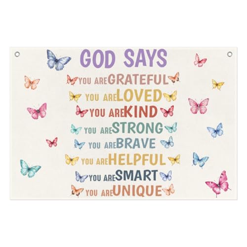 God Says Inspirational Poster Linen Canvas Banner Kids Playroom Nursery - color: Be Kind Butterfly