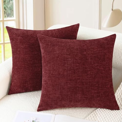 CaliTime Decorative Couch Throw Pillow Covers 16 X 16 Inches Burgundy - color: Burgundy, size: 16" x 16" (Pack of 2)
