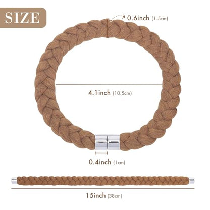 NICEEC 2 Pack Natural Cotton Rope Magnetic Curtain Tiebacks Elegant Twisted Braid Style Drape Tie Backs Soft Hand-Woven Rope Curtain Holdbacks for Home & Office Window Draperies (Khaki-01) - color: Khaki-01, size: 2 Pack