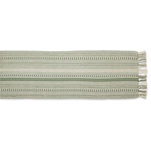 DII Braided Stripe Table Runner, 15x72 with 2.5" Fringe, Artichoke Green - size: 15x72" (15x77", Fringe Included)