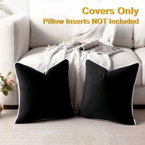 Black Throw Pillow Covers 18x18 Decorative Velvet Couch Pillow Covers for Modern Home Decor Cushion Cases Set of 2 Pillowcases Decorations for Living Room Couch Sofa Bed Bedroom Patio - color: Black, size: 18" x 18" (Pack of 2)