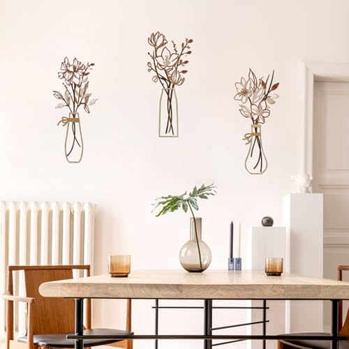 Zzbakress 3 Pieces Metal Flowers Wall Art for Bathroom (Light Brown) - color: Light Brown