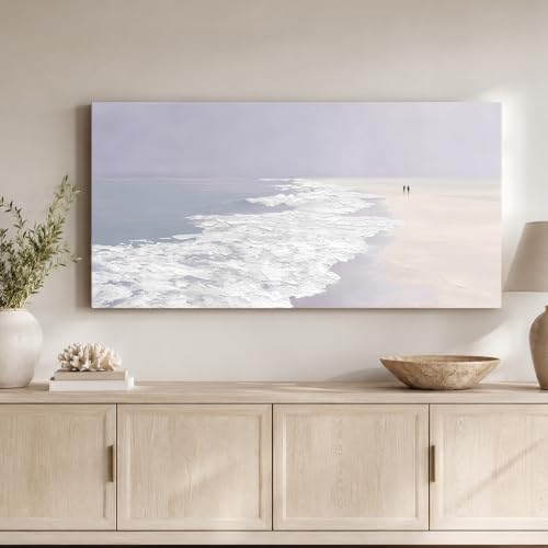 Enartly Ocean Seaside Wave Beach Canvas Wall Art for Living Room 40"x20" - color: White Beach, size: 40"L x 20"W