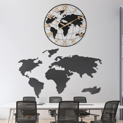 Pytha Sight 30 Inch Large Extra Giant Oversized Arabic World Map Wall Clock - color: Black Arabic, size: 30 inch