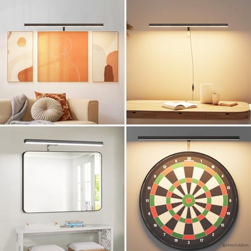 24" LED Picture Light Plug in, 9W Black Art Light - color: Black, size: 24 inch