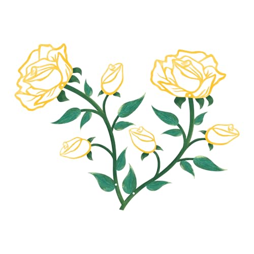 ESTART 2 Pcs Metal Rose Tree Leaf Wall Decor, 15“H Metal Floral Wall Art - color: 2 Pieces-Yellow Green