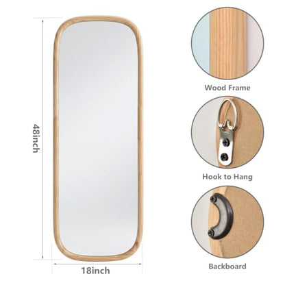18x48 Inch Oval Full Length Wall Mirror Oblong Wood Frame Floor Mirror