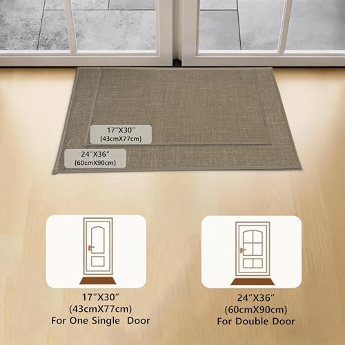 Ultra Thin Indoor Door Mat, 30"x17" Modern Geometric Low Profile Non-Slip with Rubber Backing, Dirt Trapper Washable Entry Rug for Front Door, Entryway, Patio, Khaki - color: Khaki, size: 1'5" x 2'6" (Rectangular)