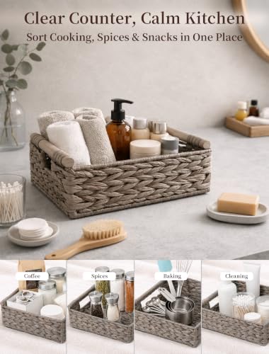 Wicker Basket, Large Basket for Gift Baskets Empty, 13.4x9.5x4.7in - color: Gray, size: Medium