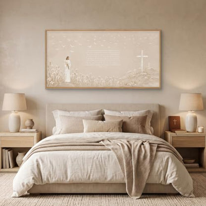 Christian Jesus Bible Verse Framed Canvas Wall Art Set-40"x20"x1 - color: Neutral Jesus Bible Verse Wall Art, size: 40"L x 20"W