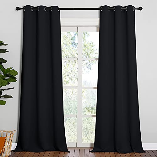NICETOWN Black Blackout Curtains for Dining Room 42" w x 90" L 2 Panels - color: Black, size: 42"W x 90"L (Pack of 2)